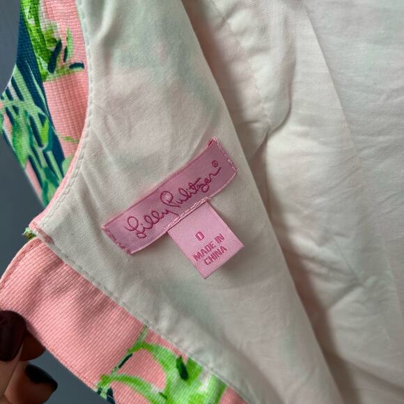Lilly Pulitzer Mila Stretch Shift Dress in Monkey Business Womens 0 Pink Green - Picture 8 of 9